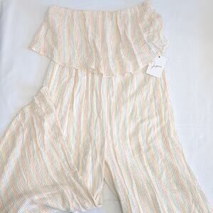 NWT Japna pastel striped Wide-Leg‎ Jumpsuit size medium